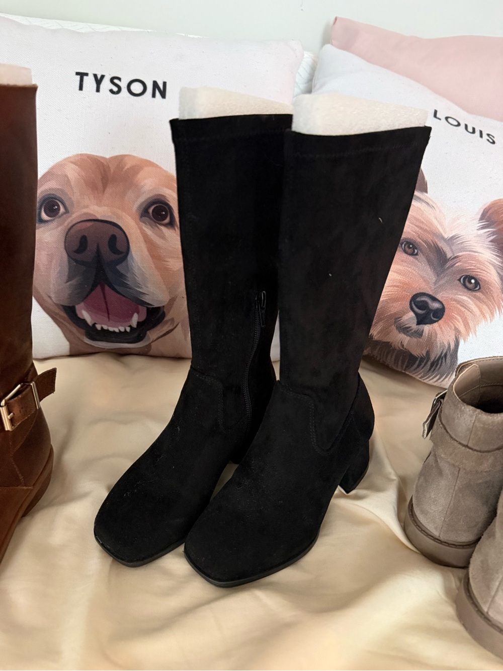 GB girls Black Suede-Look Knee Boots